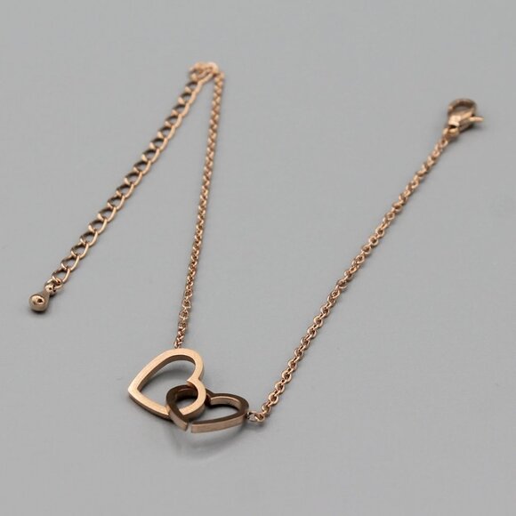 Heart love romantic bracelet dainty rose tone - Picture 8 of 8